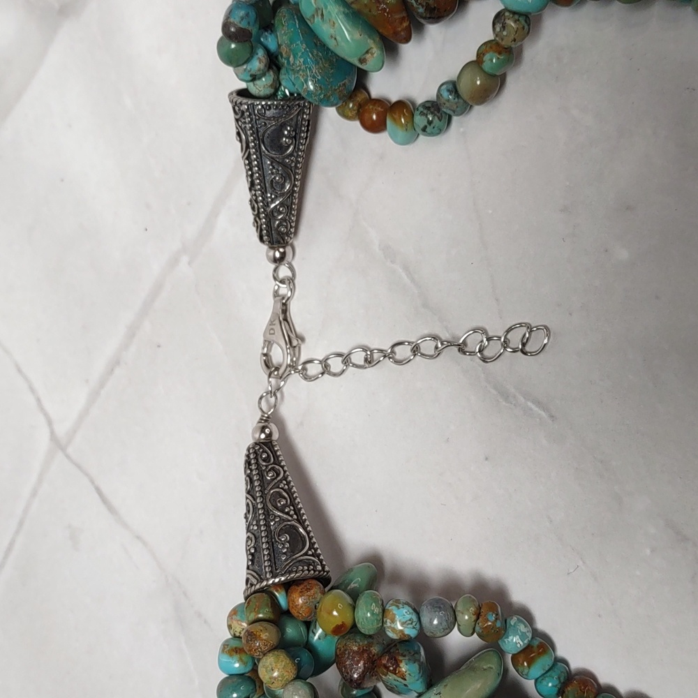 Stunning Southwestern Inspired Multi Strand Turquoise Necklace - Picture 4 of 10